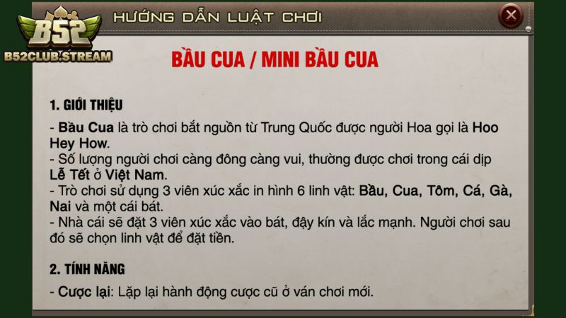 Các quy tắc cần nhớ trong Bầu Cua online B52 Club